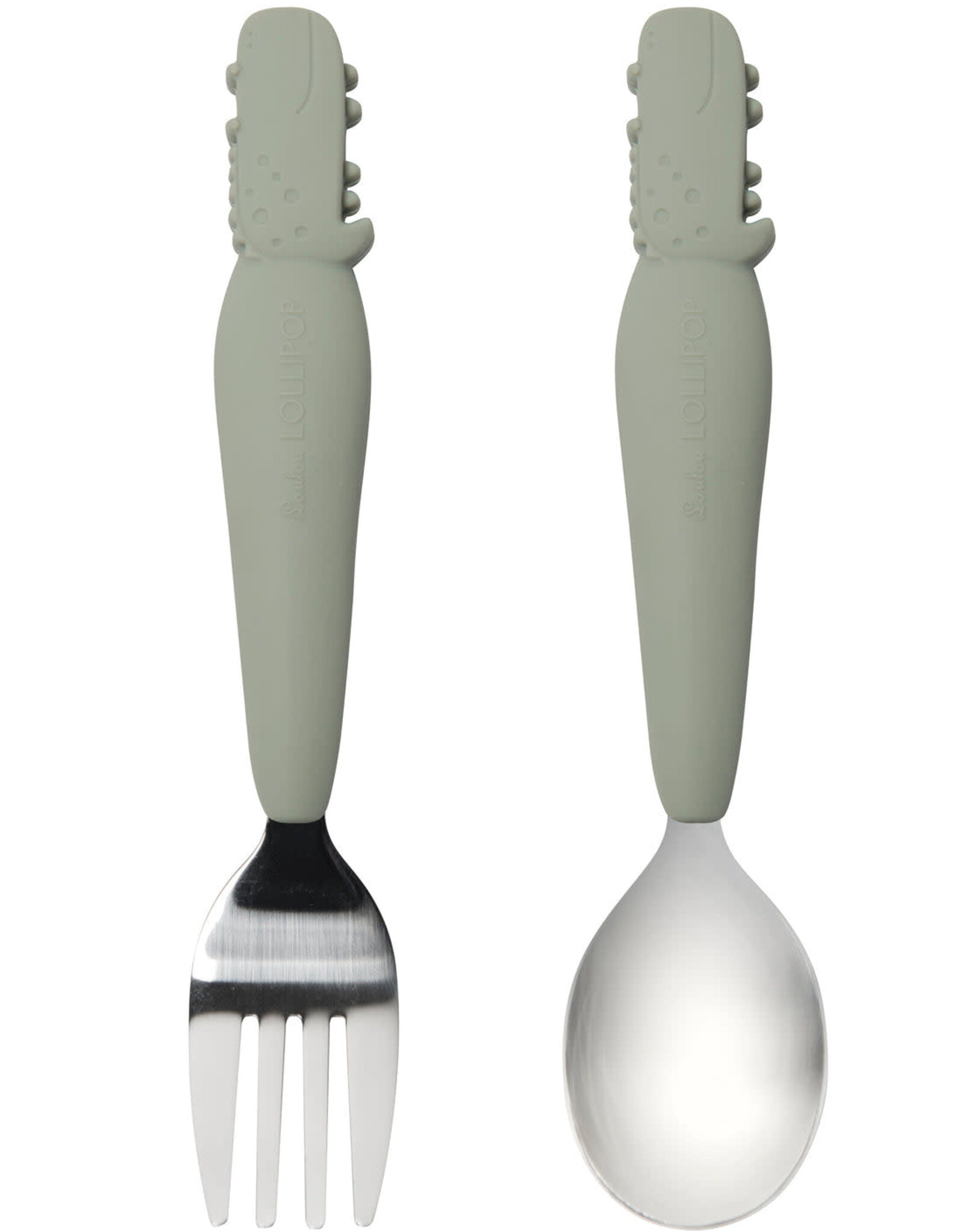 Loulou Lollipop Born to be Wild - Toddler Spoon & Fork Set - Alligator