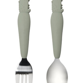 Loulou Lollipop Born to be Wild - Toddler Spoon & Fork Set - Alligator