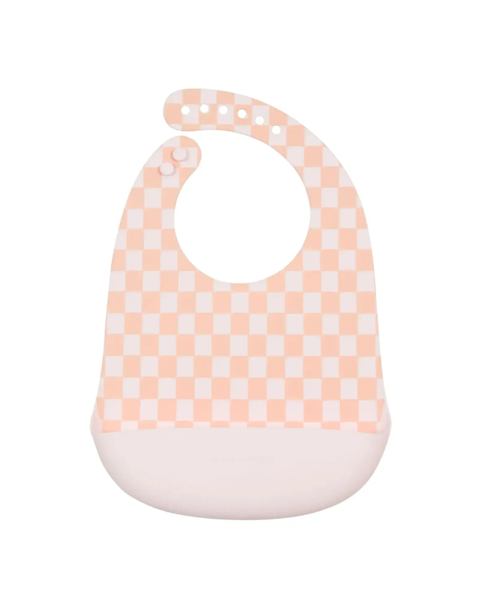 Loulou Lollipop Silicone Bib - Pink Checkerboard