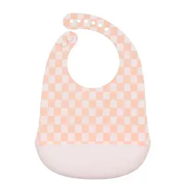 Loulou Lollipop Silicone Bib - Pink Checkerboard