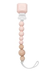 Loulou Lollipop Colour Pop Silicone & Wood Pacifier Clip - Pink Quartz