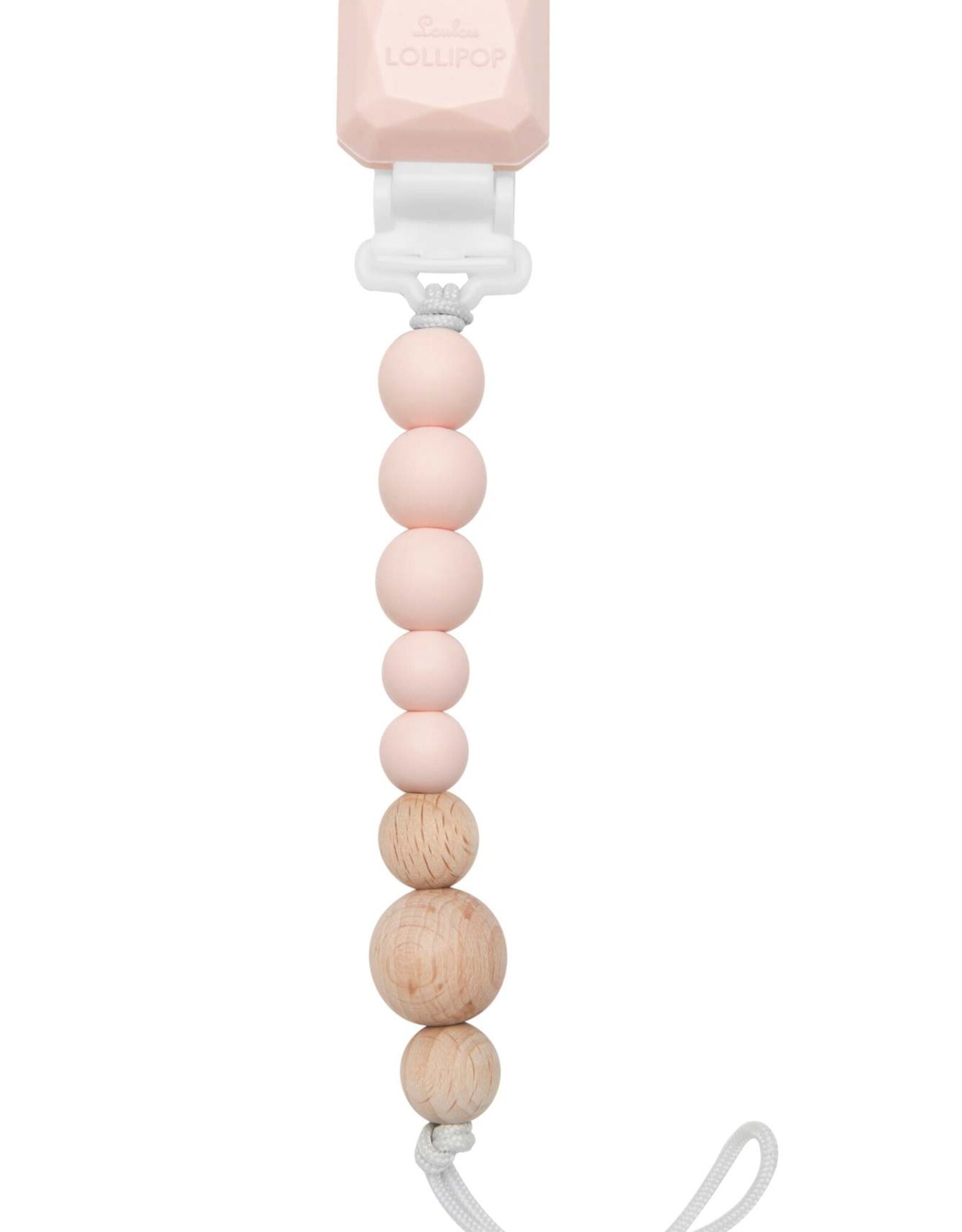 Loulou Lollipop Colour Pop Silicone & Wood Pacifier Clip - Pink Quartz