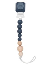 Loulou Lollipop Colour Pop Silicone & Wood Pacifier Clip - Vintage Indigo