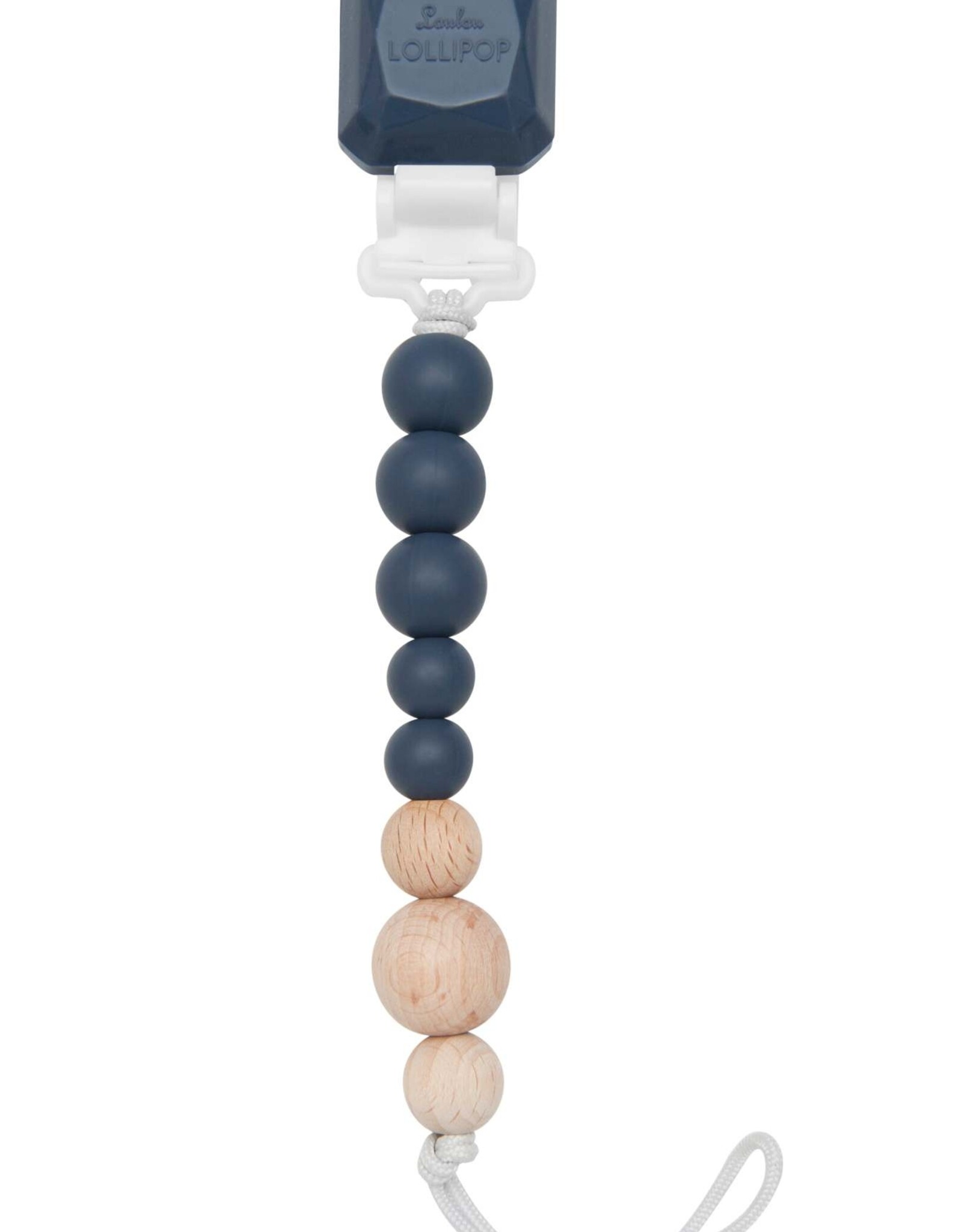 Loulou Lollipop Colour Pop Silicone & Wood Pacifier Clip - Vintage Indigo