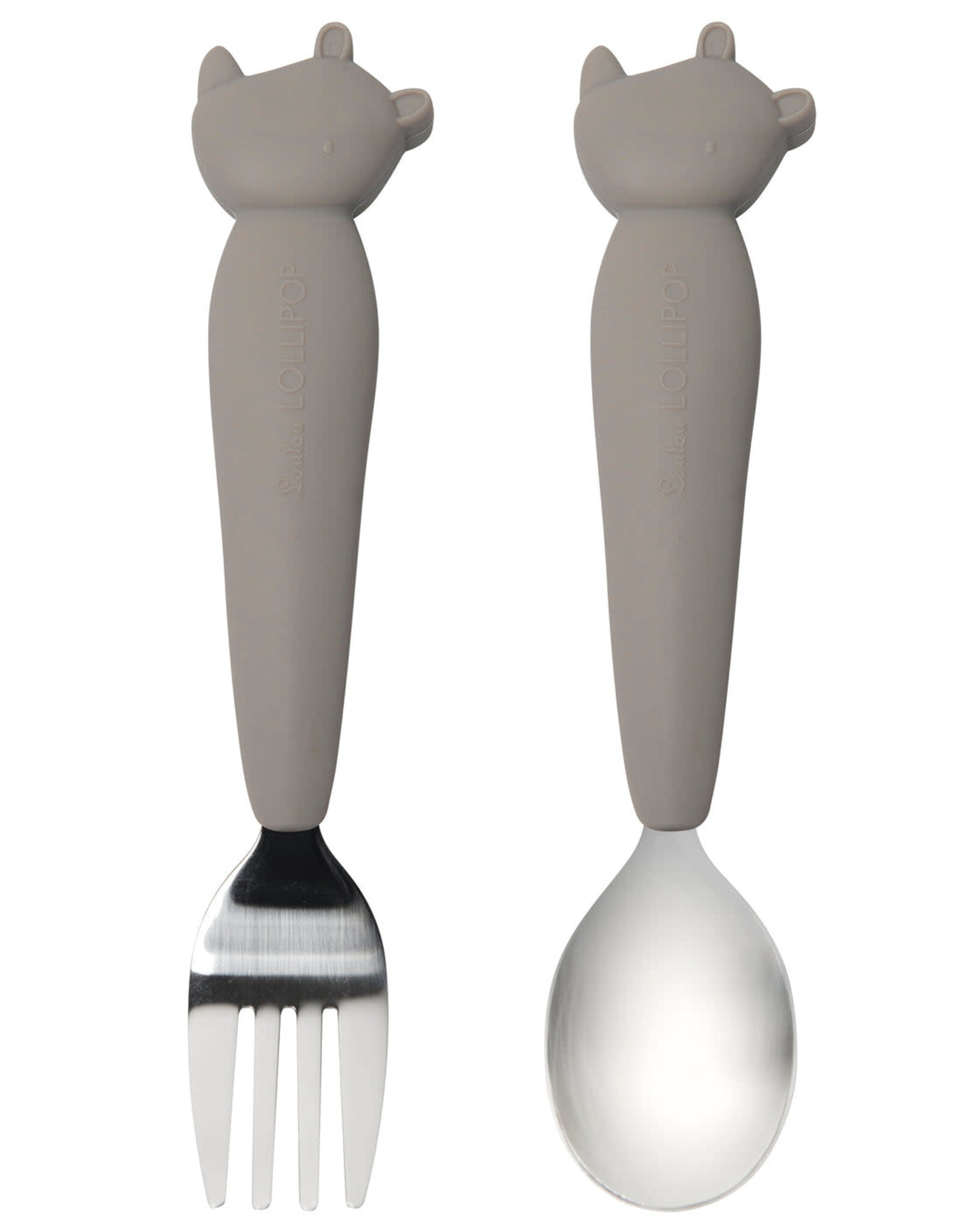 Loulou Lollipop Born to be Wild - Toddler Spoon & Fork Set - Rhino