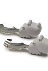Loulou Lollipop Born to be Wild Learning Spoon/Fork Set - Rhino