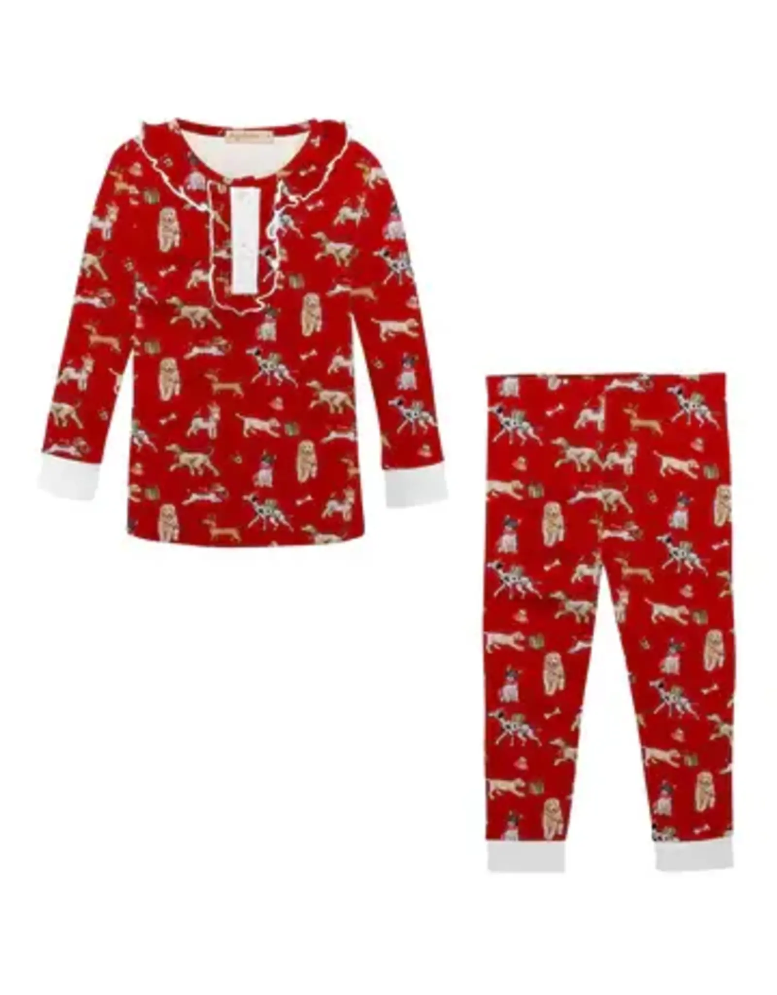 A Christmas Puppy Girls 2pc Ruffle PJS