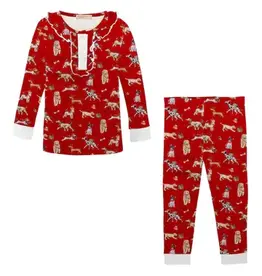 A Christmas Puppy Girls 2pc Ruffle PJS
