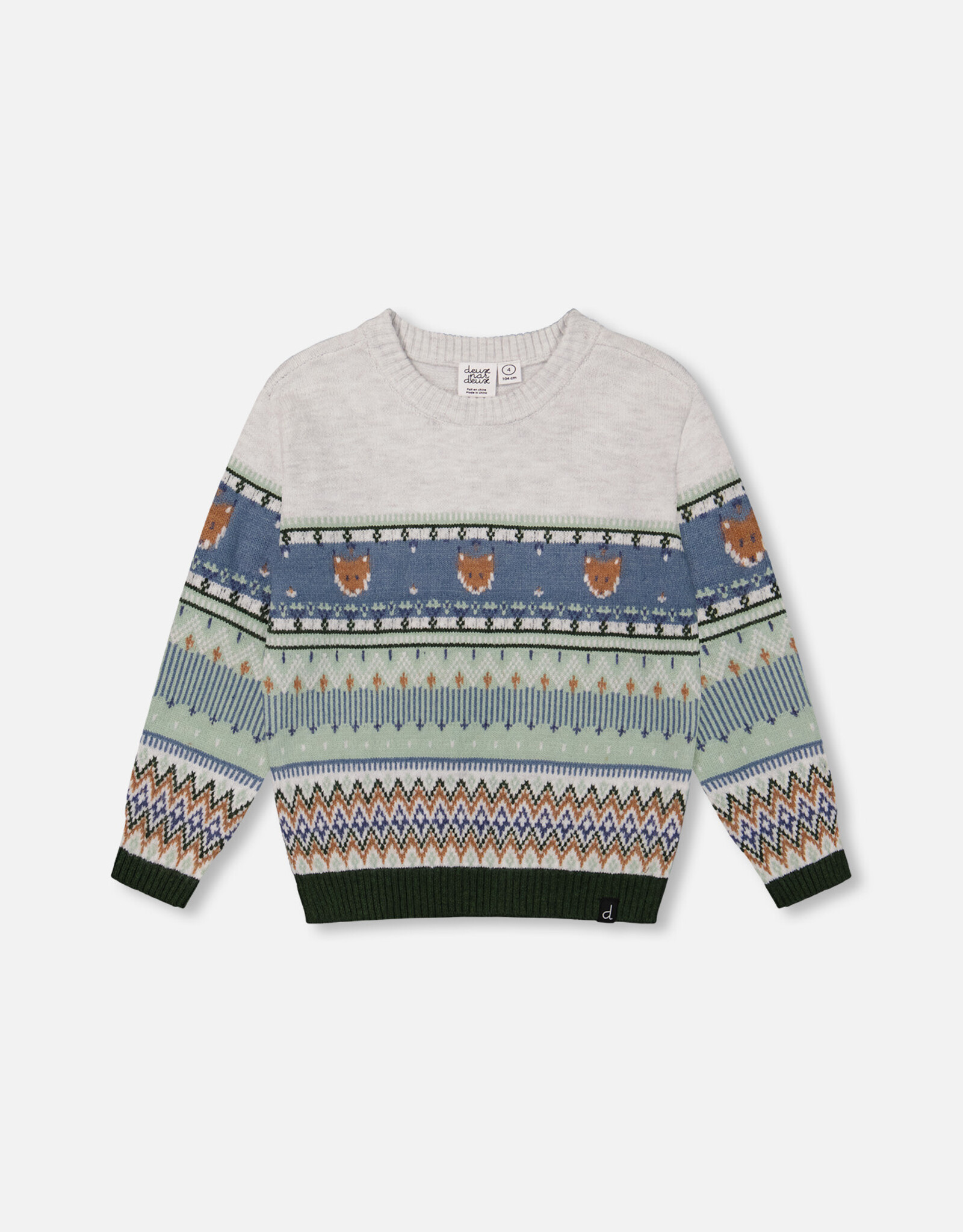 Deux Par Deux Fox Jacquard Sweater