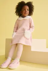 Hatley Rose Elegance Herringbone Fur Trim Dress