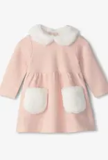 Hatley Rose Elegance Herringbone Fur Trim Dress