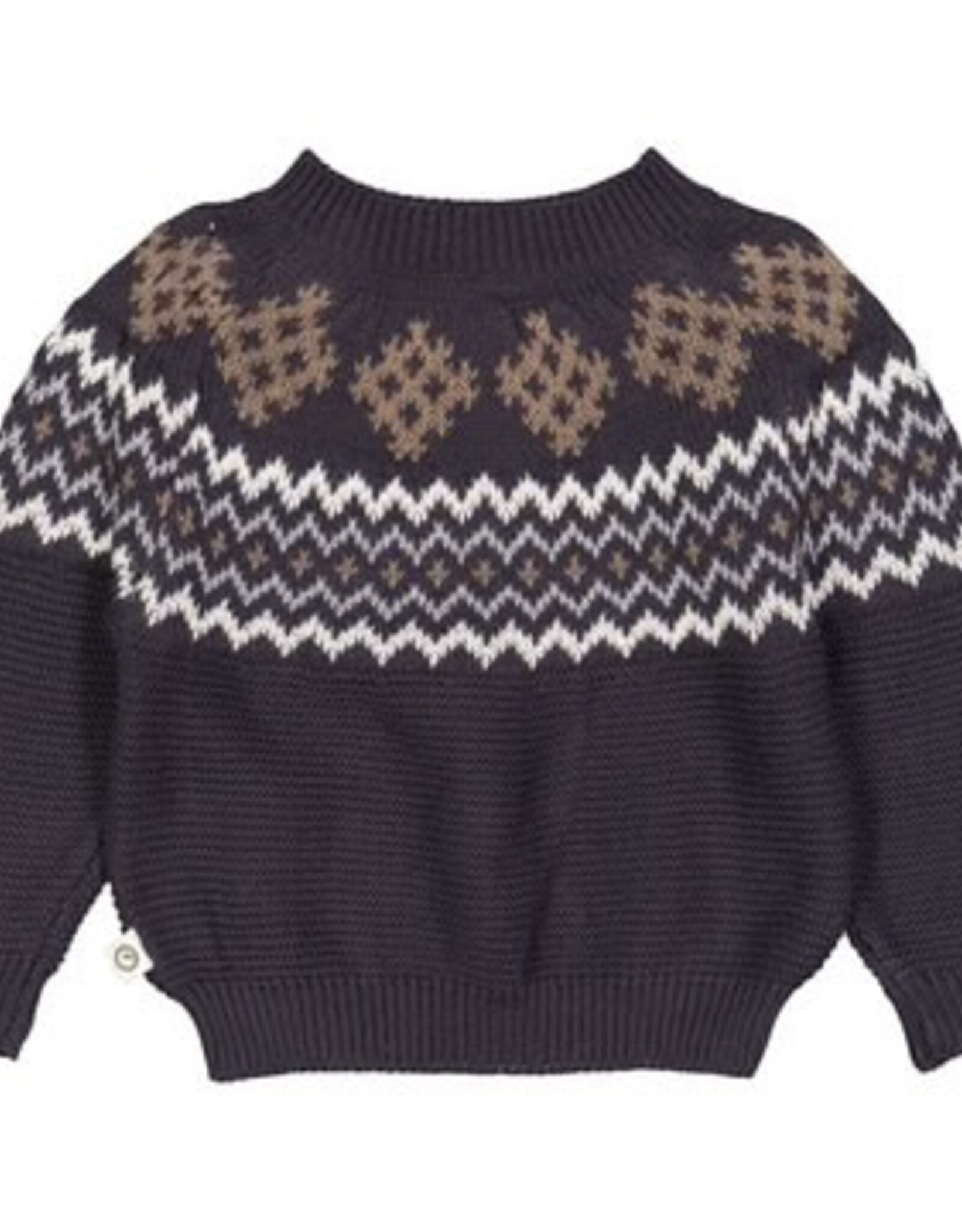 Green Cotton Mystery Blue Knit Jacquard Sweater