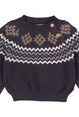 Green Cotton Mystery Blue Knit Jacquard Sweater