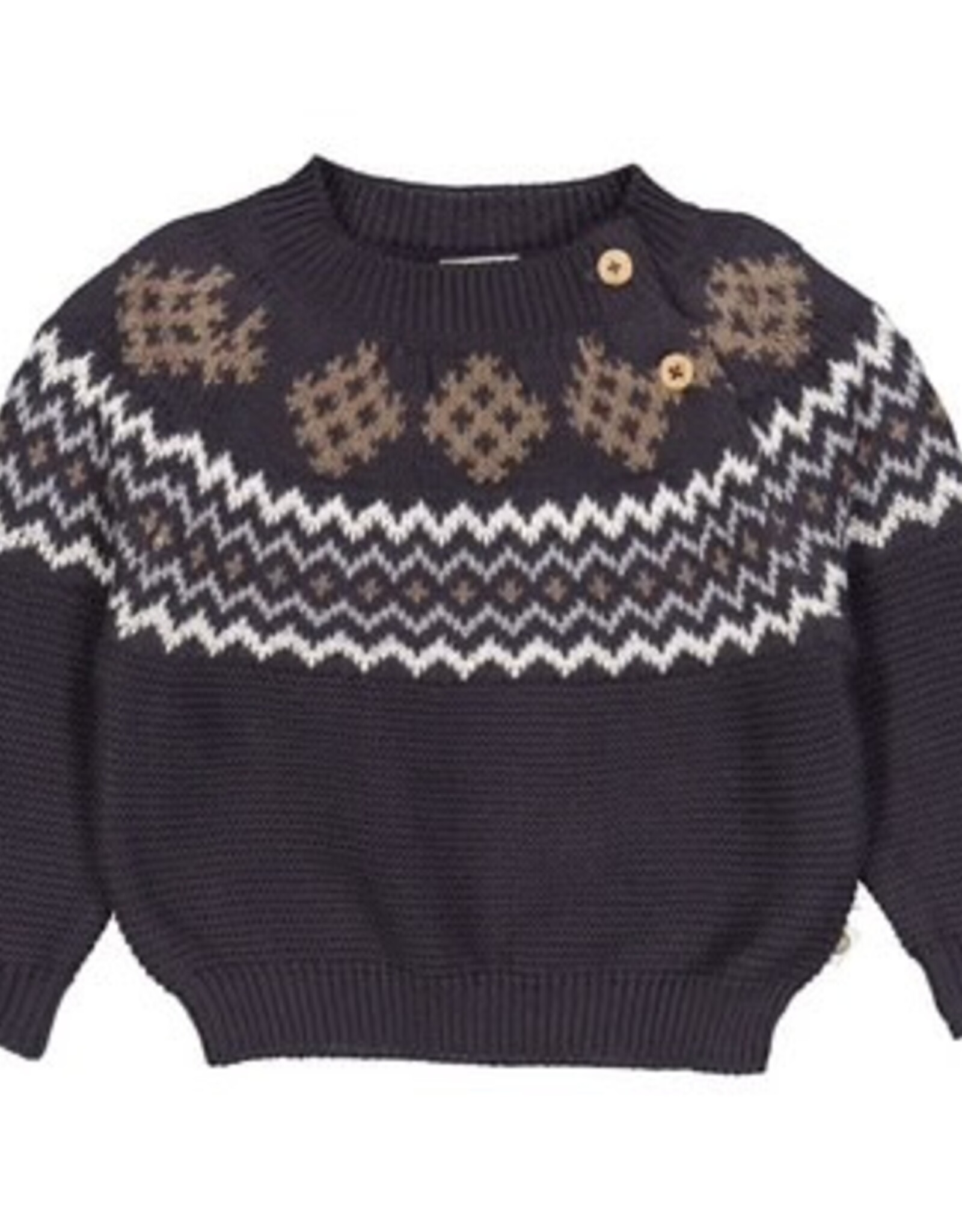 Green Cotton Mystery Blue Knit Jacquard Sweater