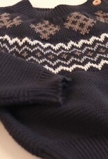 Green Cotton Mystery Blue Knit Jacquard Sweater