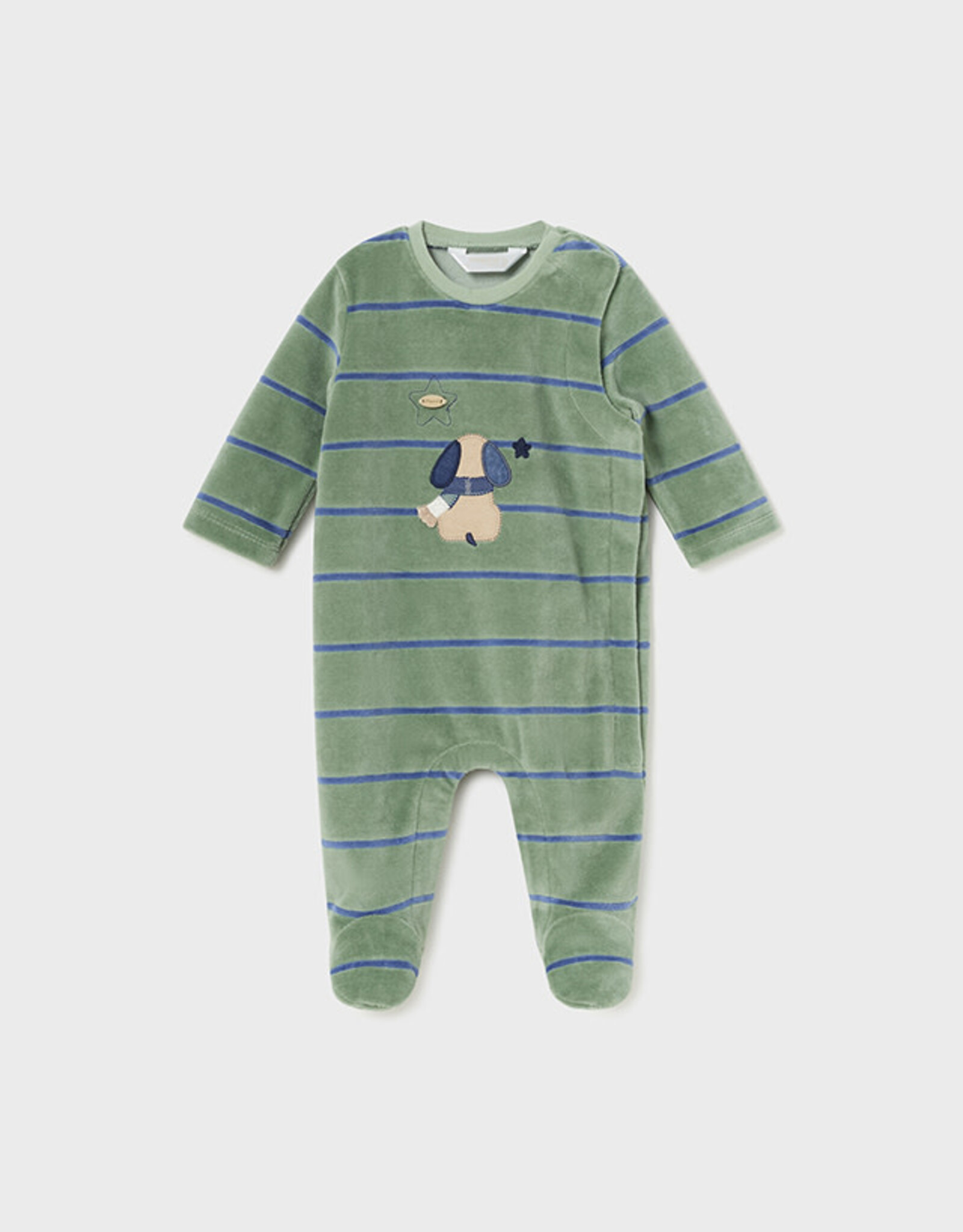 Mayoral Green Puppy Velour Onesie
