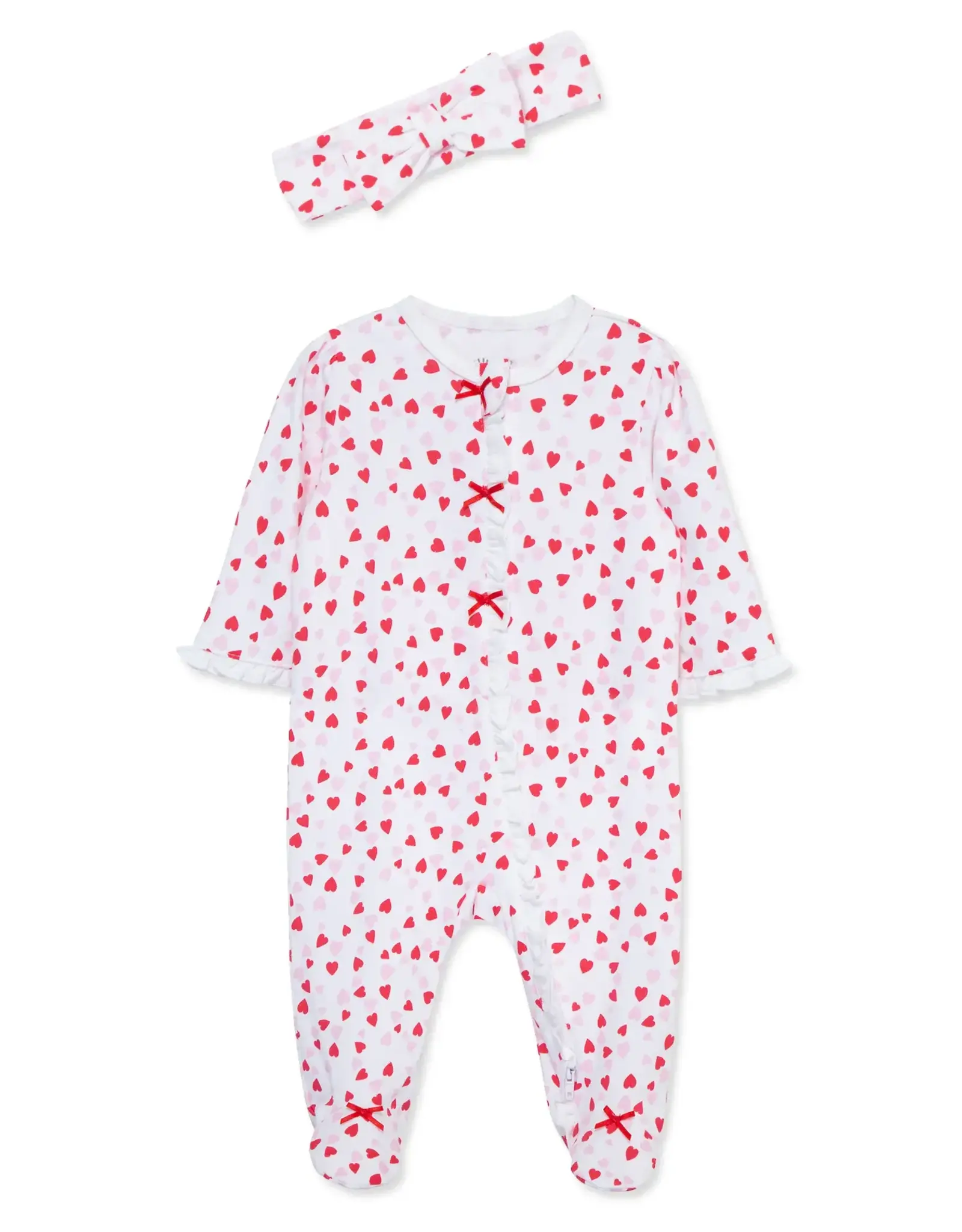 Little Me Valentine Footie and Headband