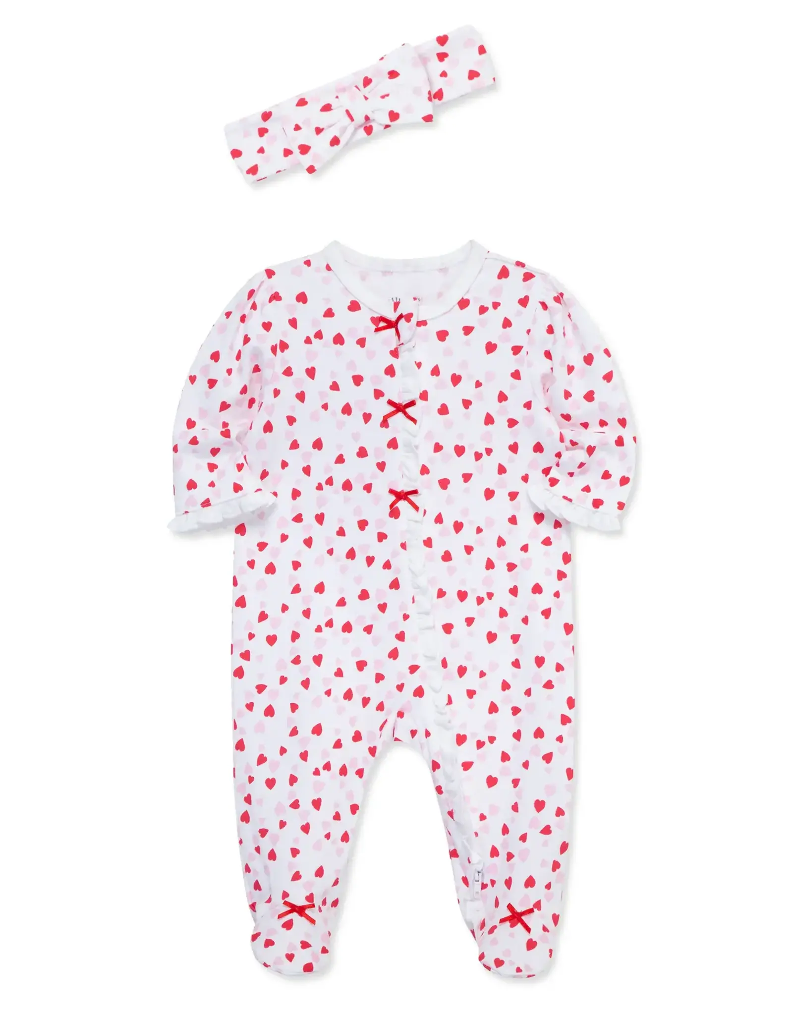 Little Me Valentine Footie and Headband