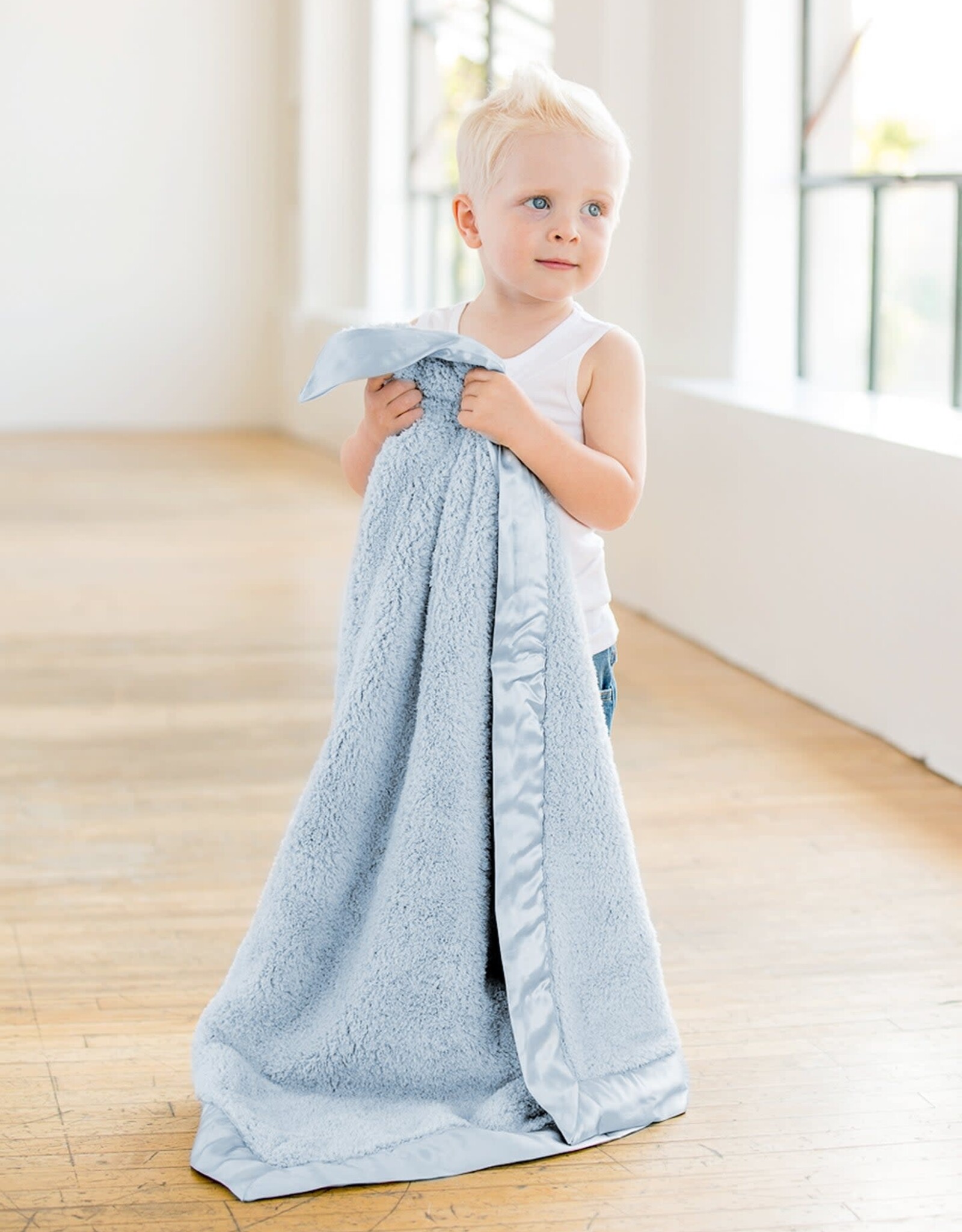 Little Giraffe Blue Chenille Blanket