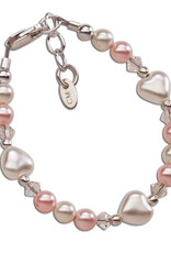 Cherished Moments Sweetheart Sterling Silver Bracelet with Pink/White Pearl Hearts