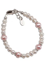 Cherished Moments Addie Silver Bracelet with Pink and White Freshwater Pearls