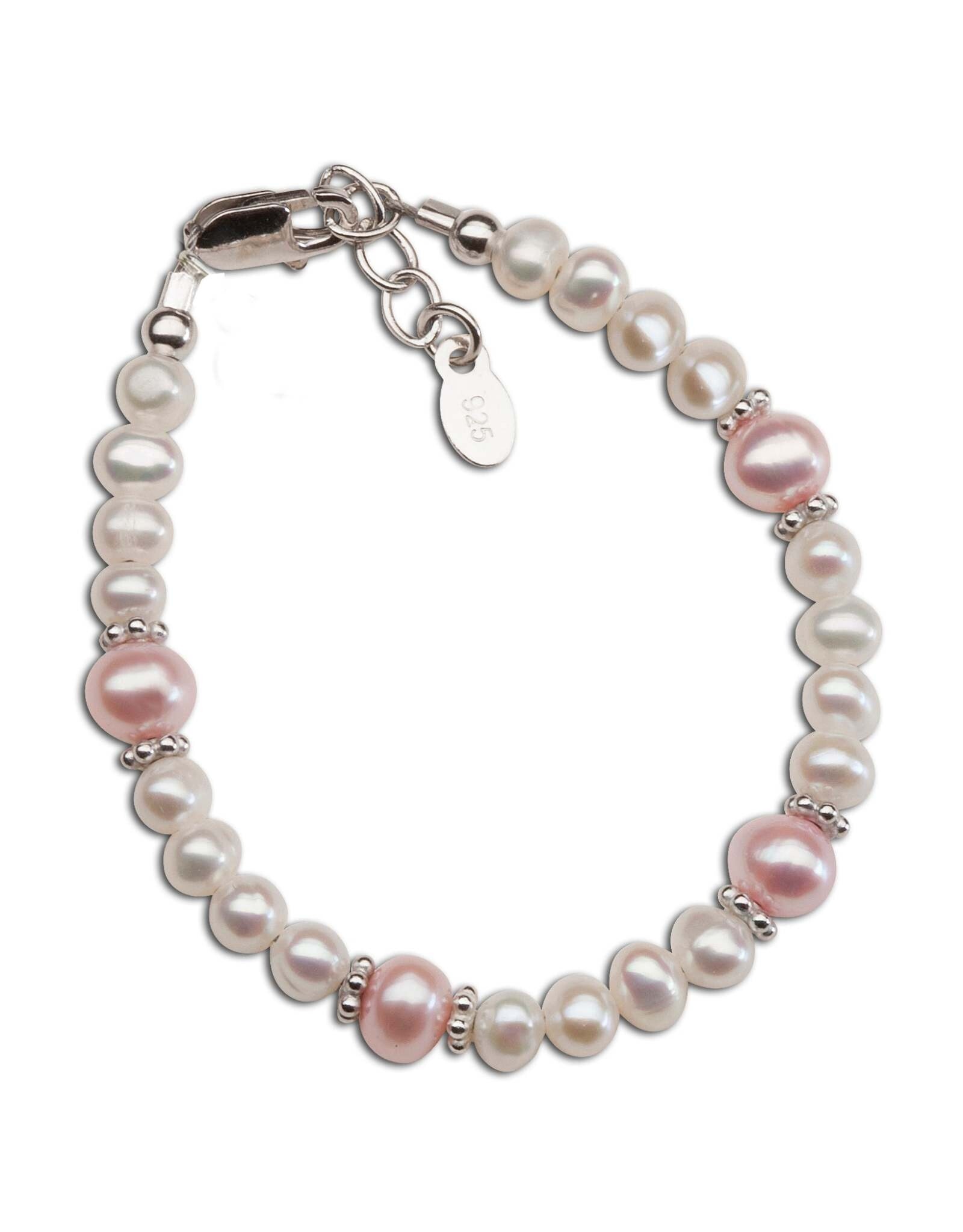 Cherished Moments Addie Silver Bracelet with Pink and White Freshwater Pearls