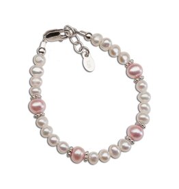Cherished Moments Addie Silver Bracelet with Pink and White Freshwater Pearls