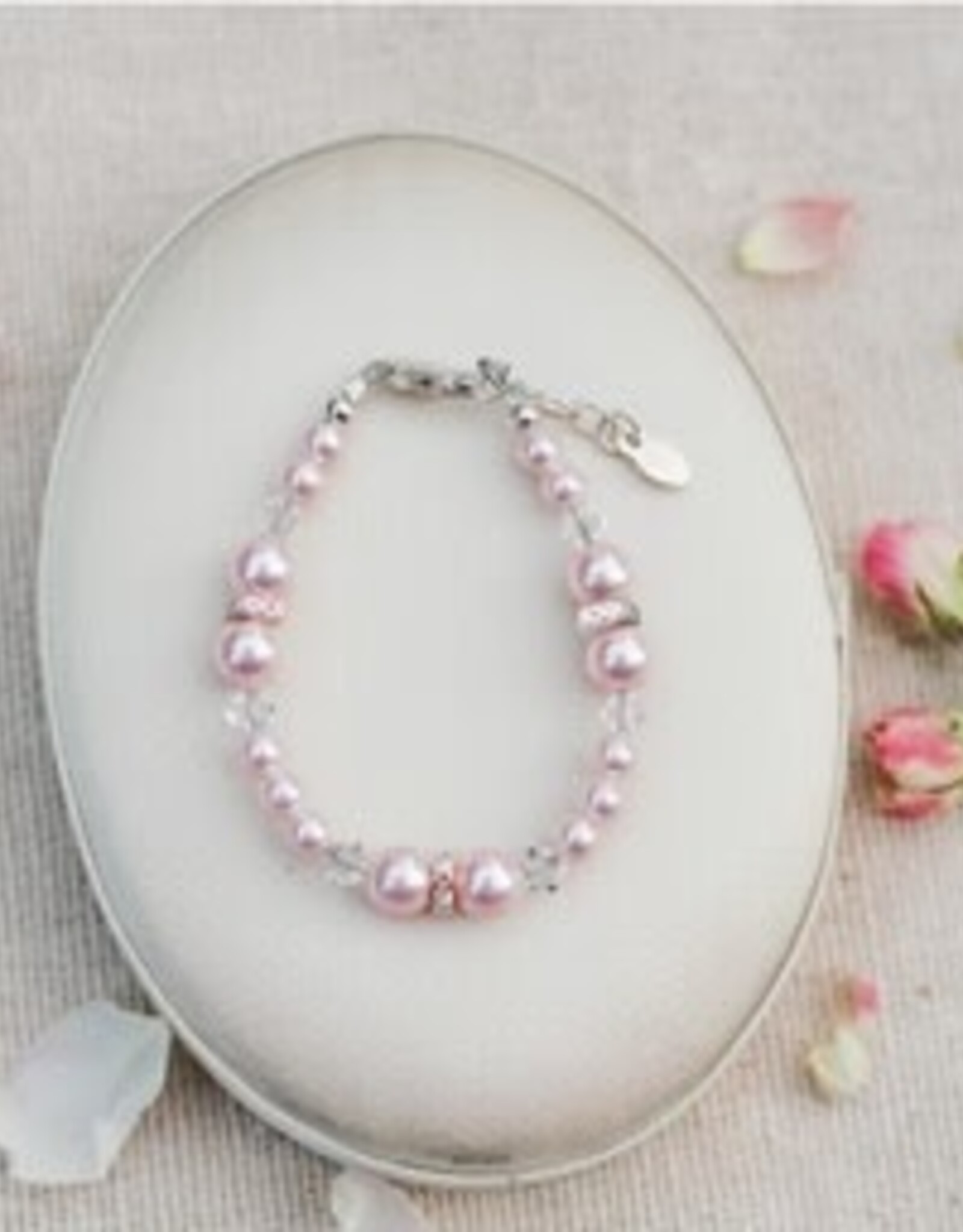 Cherished Moments Sadie Sterling Silver Bracelet w/Pink Swarovski Pearl and Rondelle