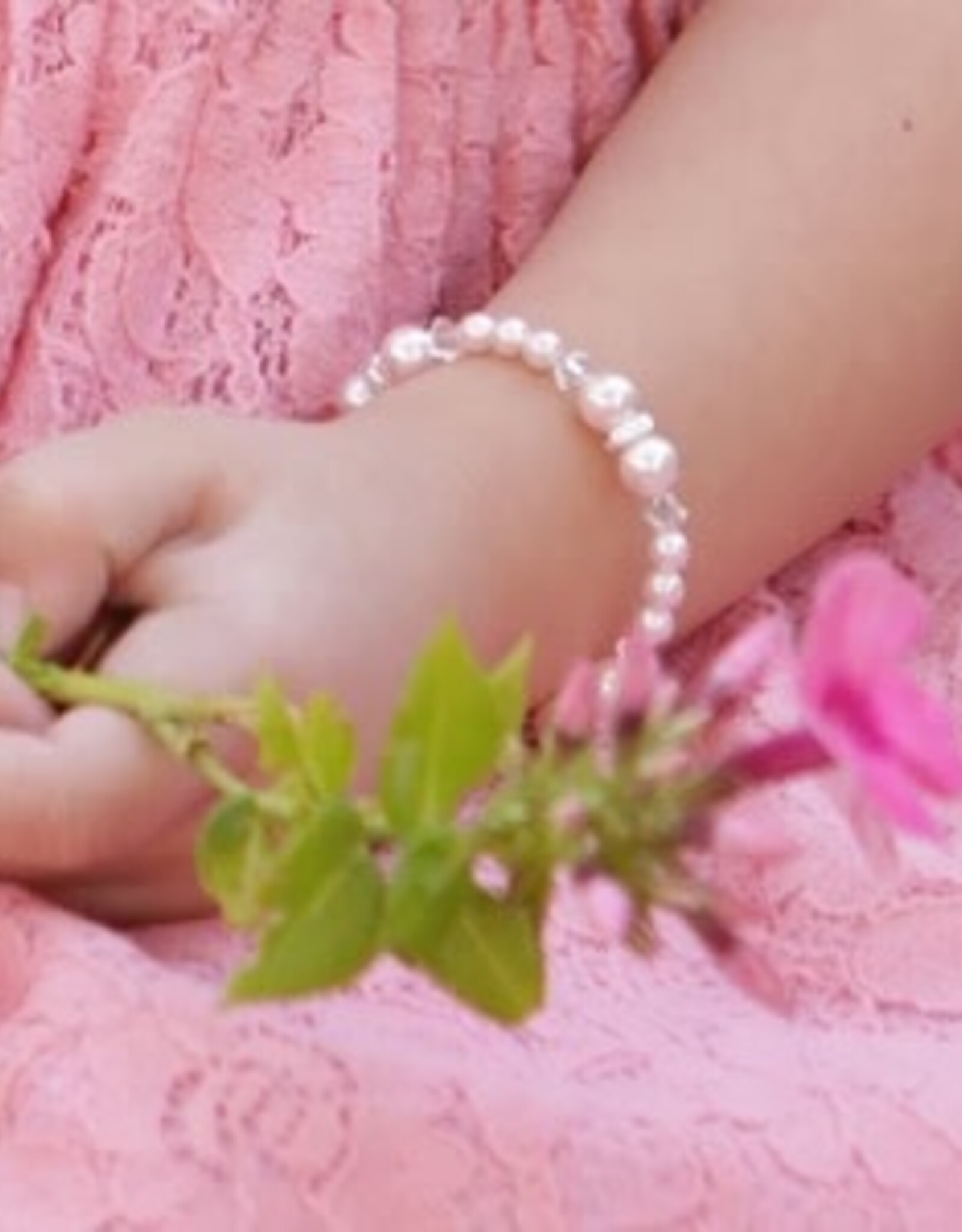 Cherished Moments Sadie Sterling Silver Bracelet w/Pink Swarovski Pearl and Rondelle