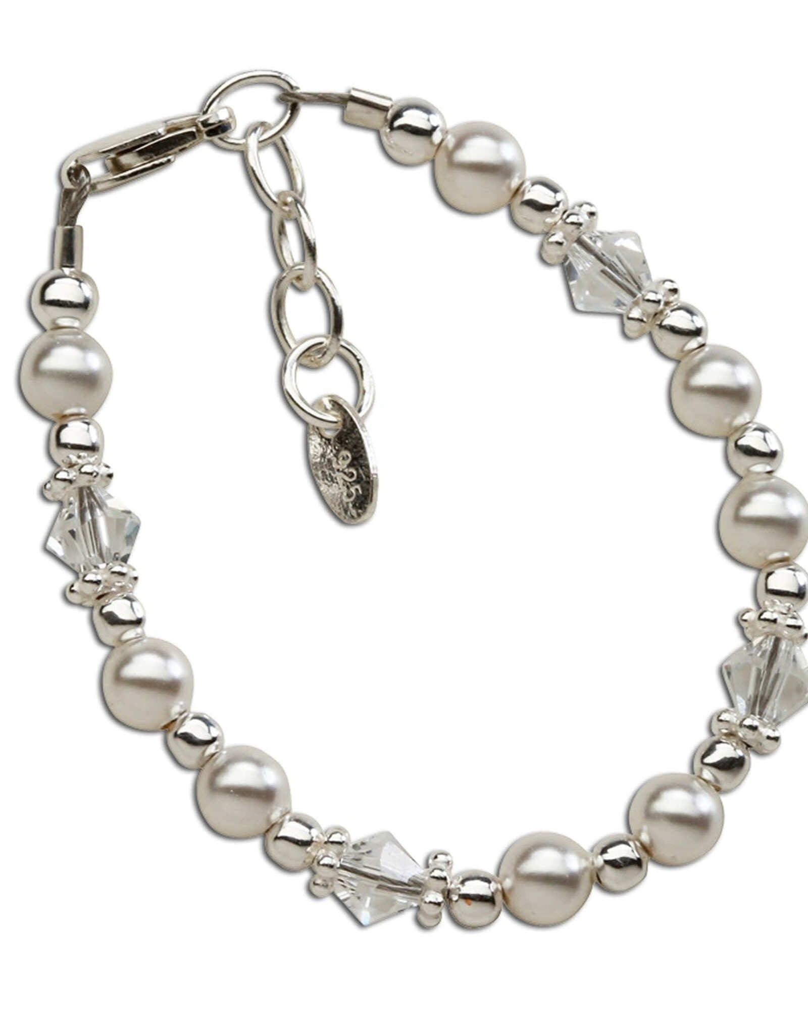 Cherished Moments Hope Silver Bracelet w/Swarovski Pearls & Crystals