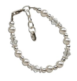 Cherished Moments Hope Silver Bracelet w/Swarovski Pearls & Crystals