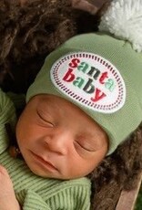 ilybean Nursery Beanie - Sage Santa Baby White Pompom Beanie