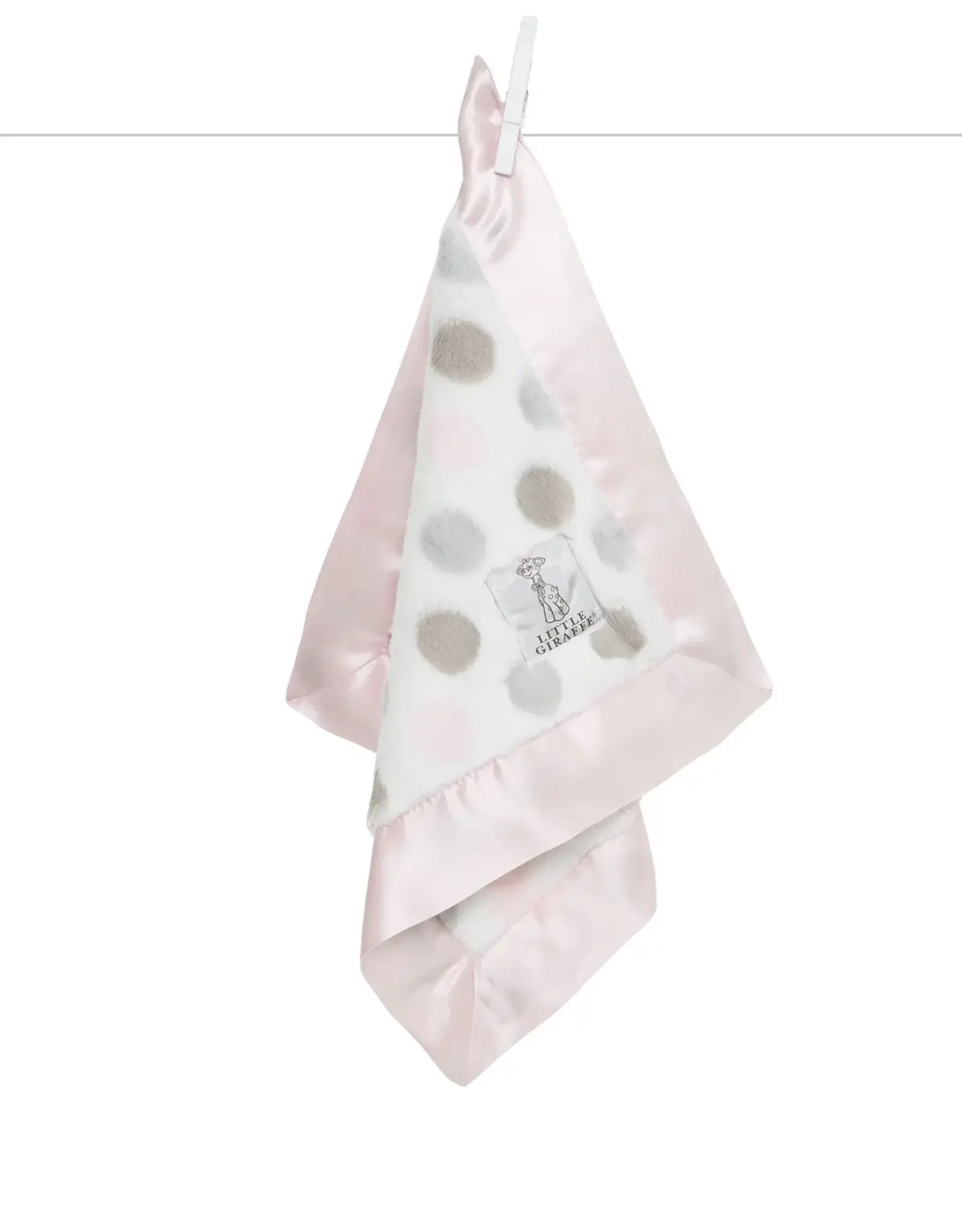 Little Giraffe Pink Satin Luxe Dot Blanky