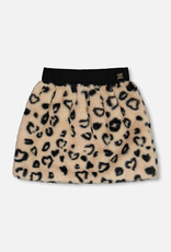 Deux Par Deux Hearts Faux Fur Skirt