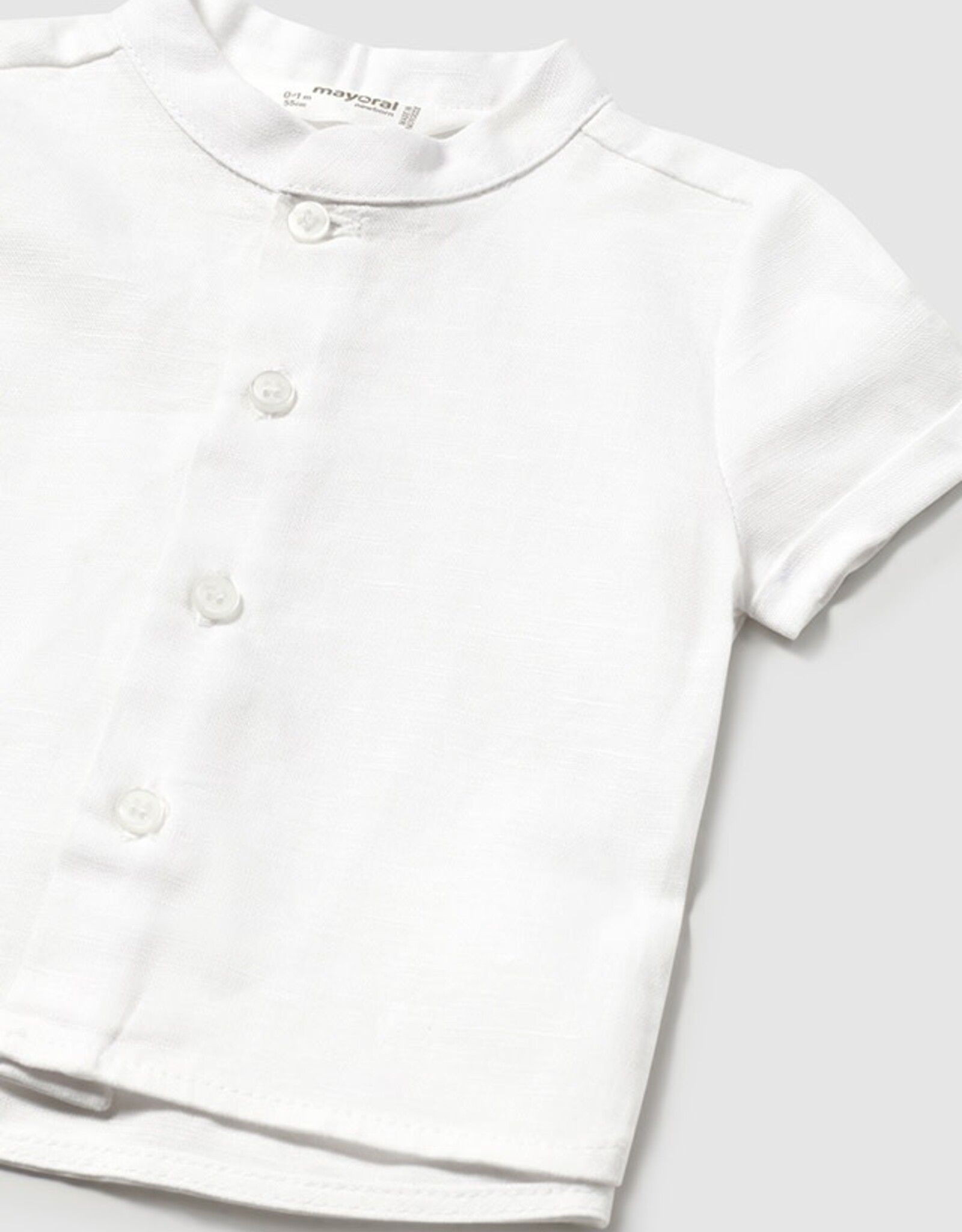 Mayoral White Short Sleeve Button Down no collar