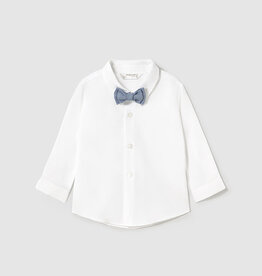 Mayoral White Button Long Sleeve with Bowtie
