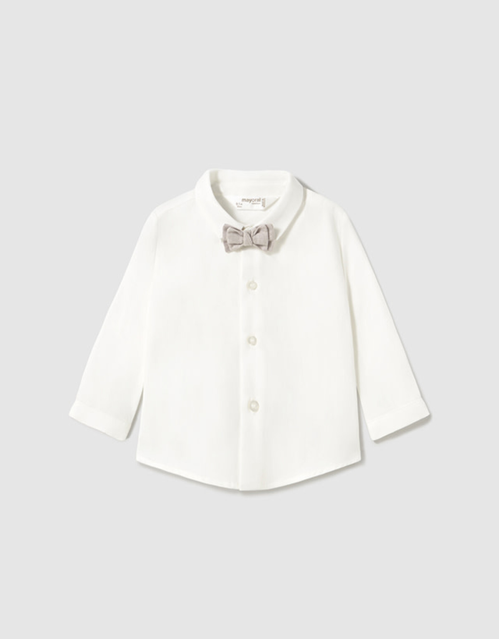Mayoral Natural Button Long Sleeve with Bowtie
