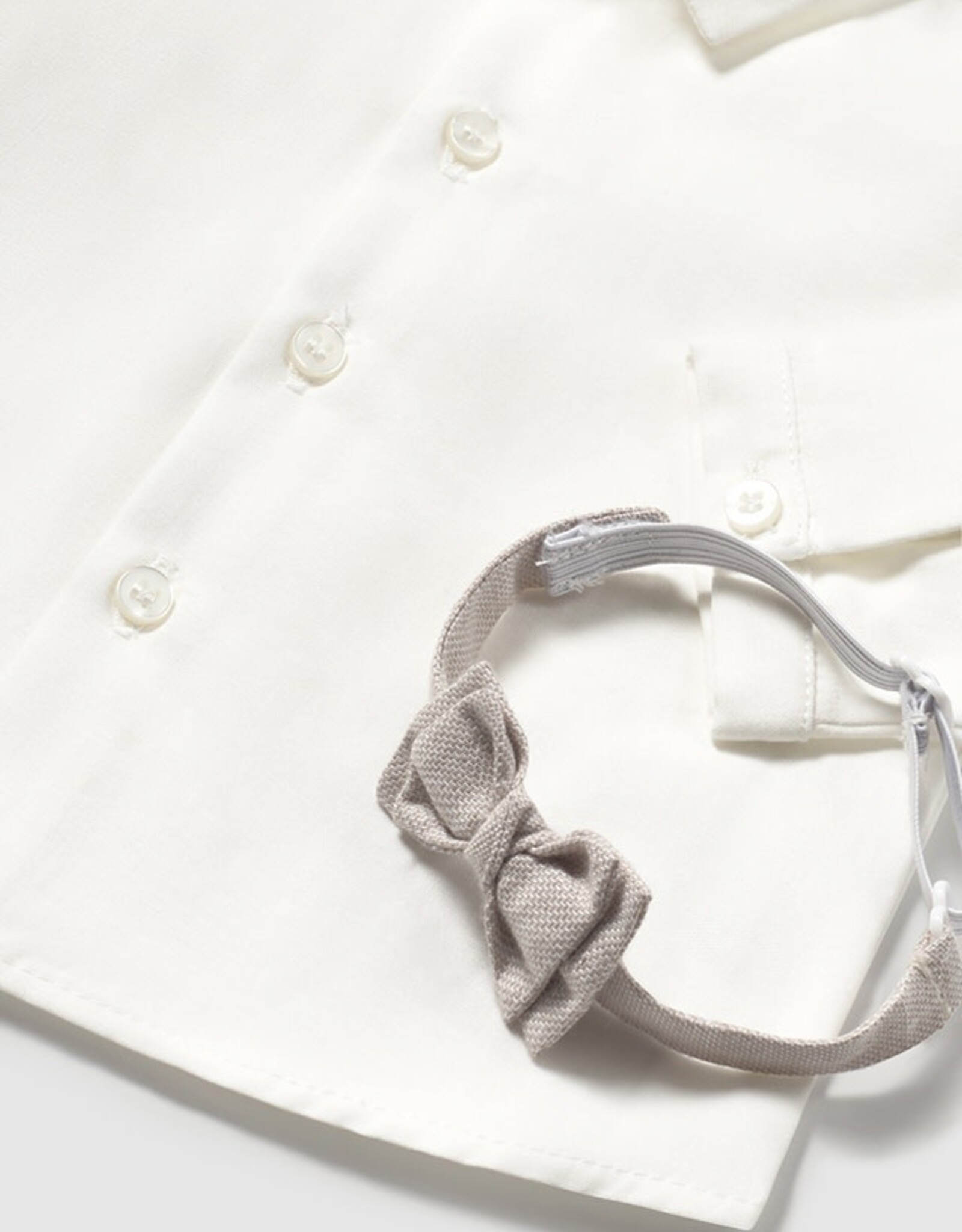 Mayoral Natural Button Long Sleeve with Bowtie