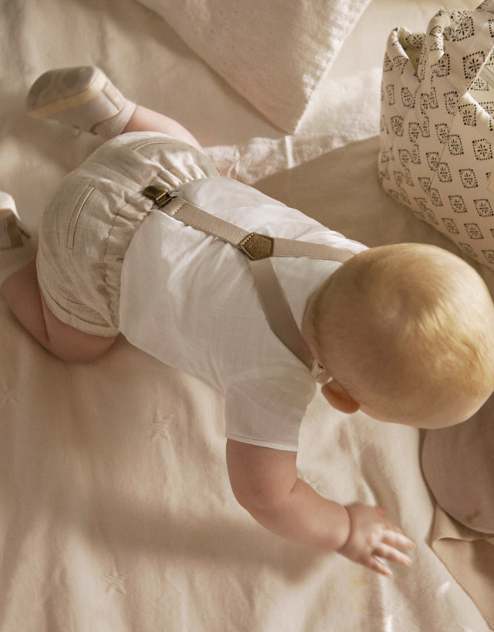 Mayoral Linen Short and Shirt Set with Suspender