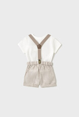 Mayoral Linen Short and Shirt Set with Suspender