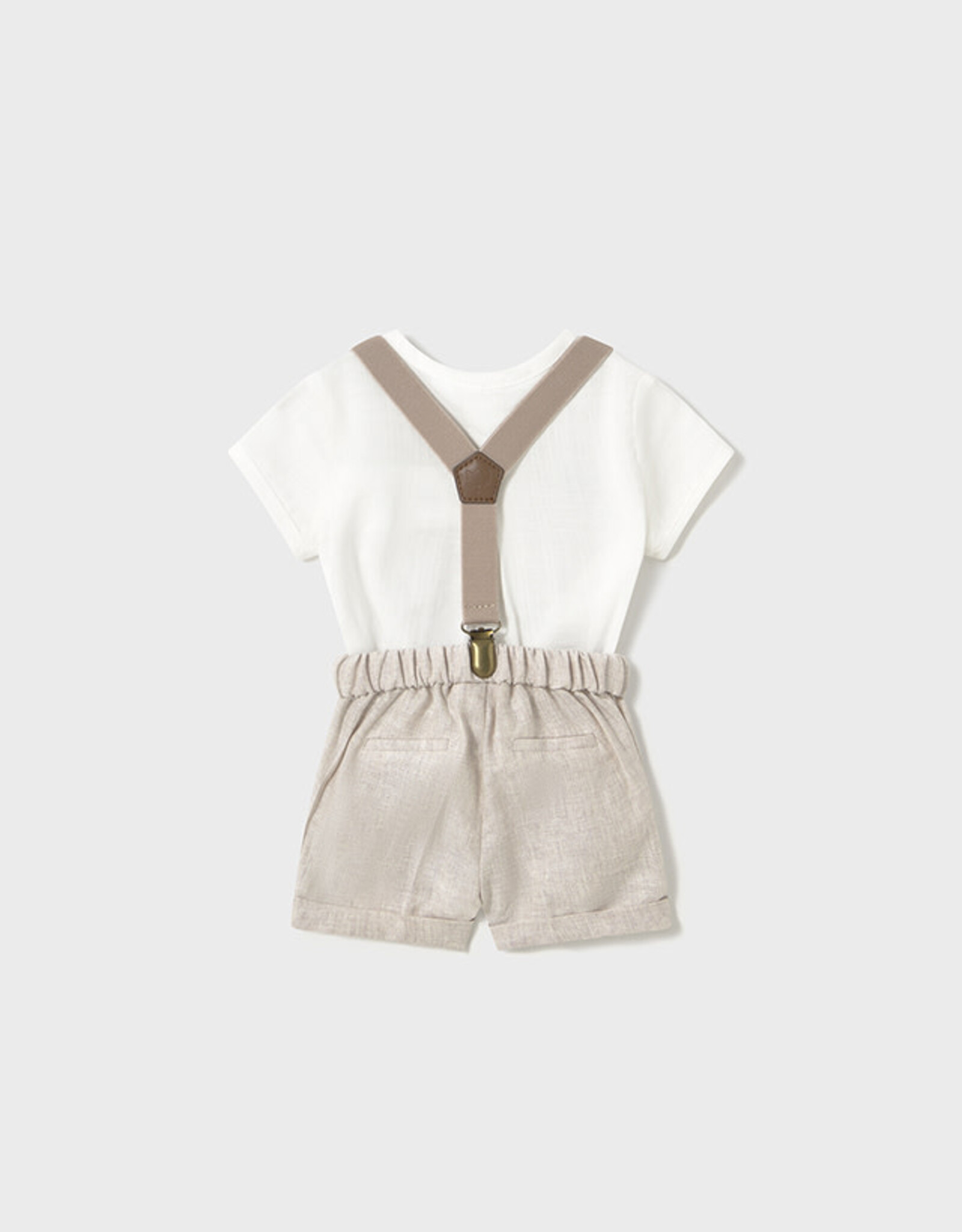 Mayoral Linen Short and Shirt Set with Suspender