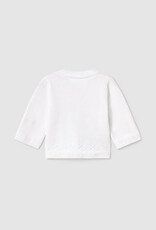 Mayoral White Knit Cardigan with Accented Waist