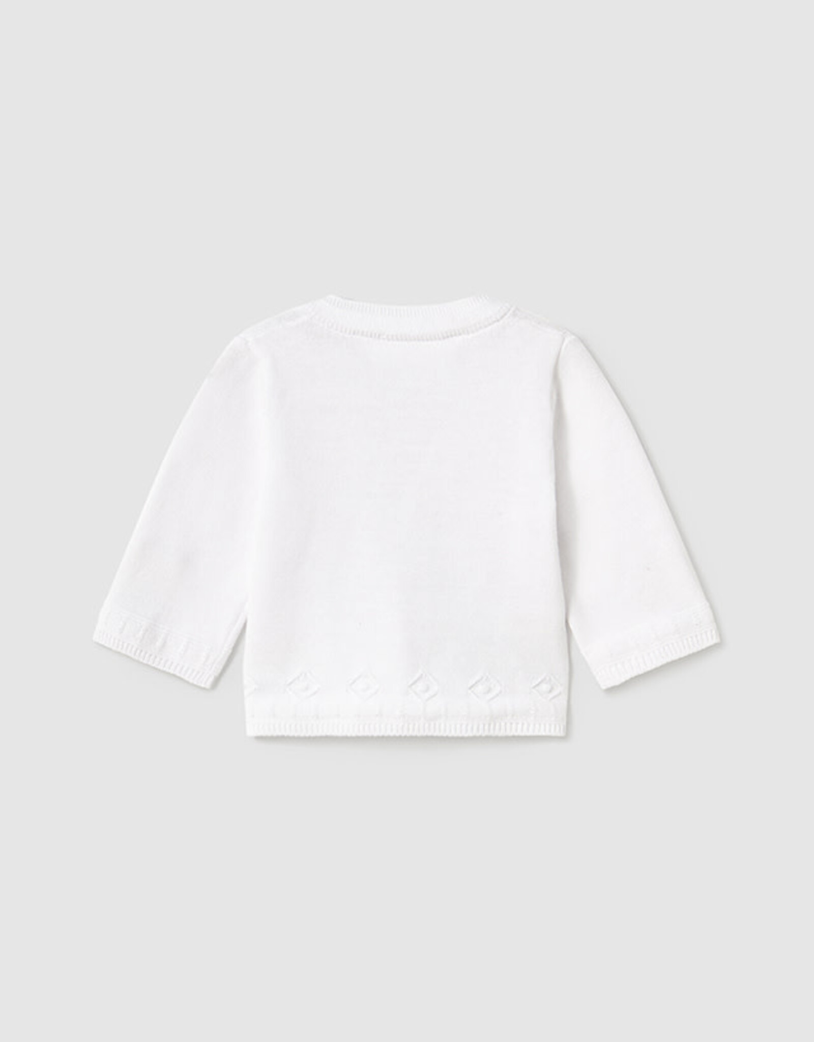 Mayoral White Knit Cardigan with Accented Waist