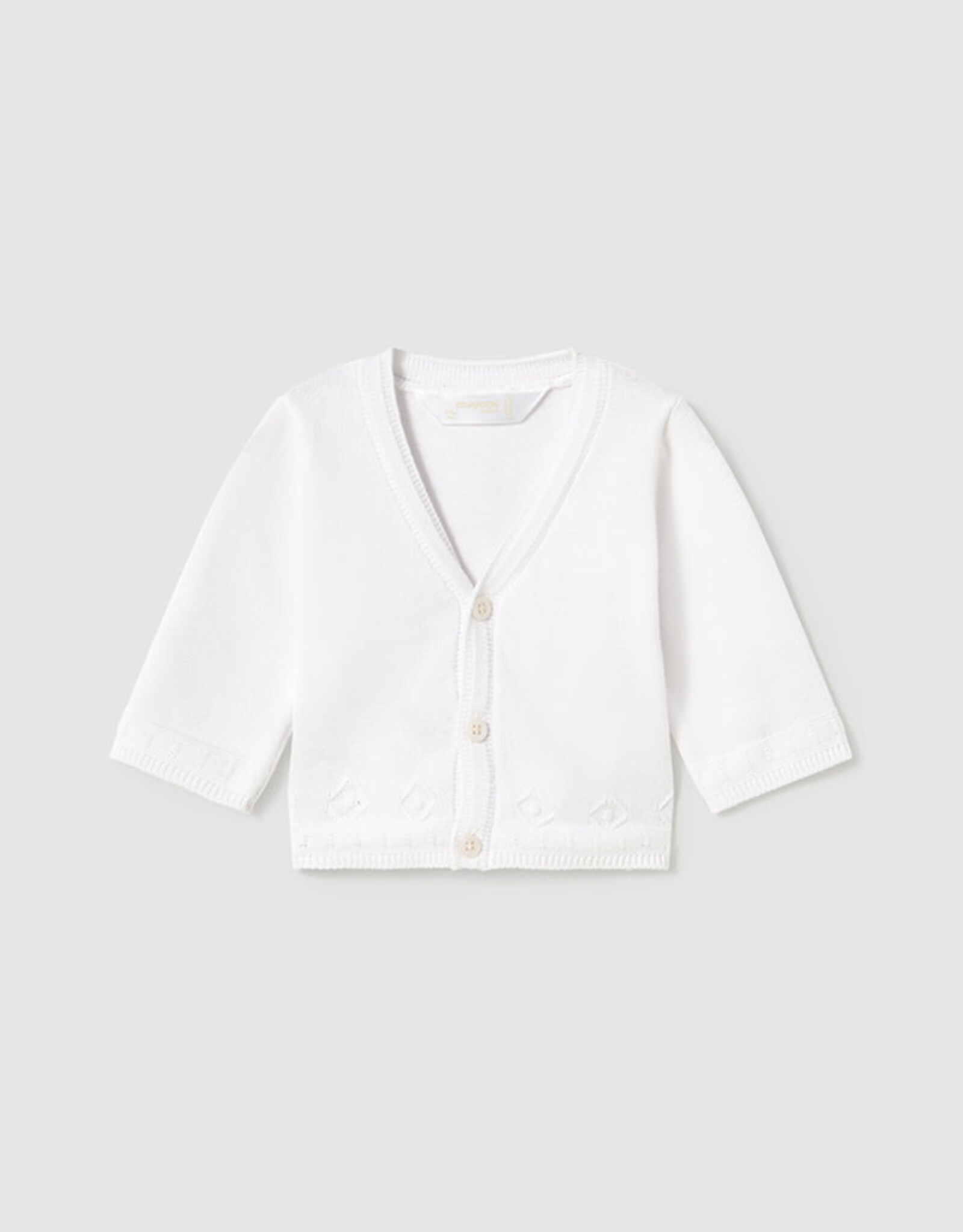 Mayoral White Knit Cardigan with Accented Waist