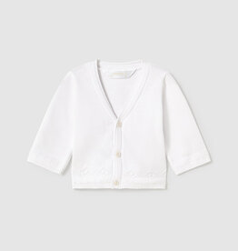 Mayoral White Knit Cardigan with Accented Waist
