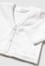 Mayoral White Knit Cardigan with Accented Waist