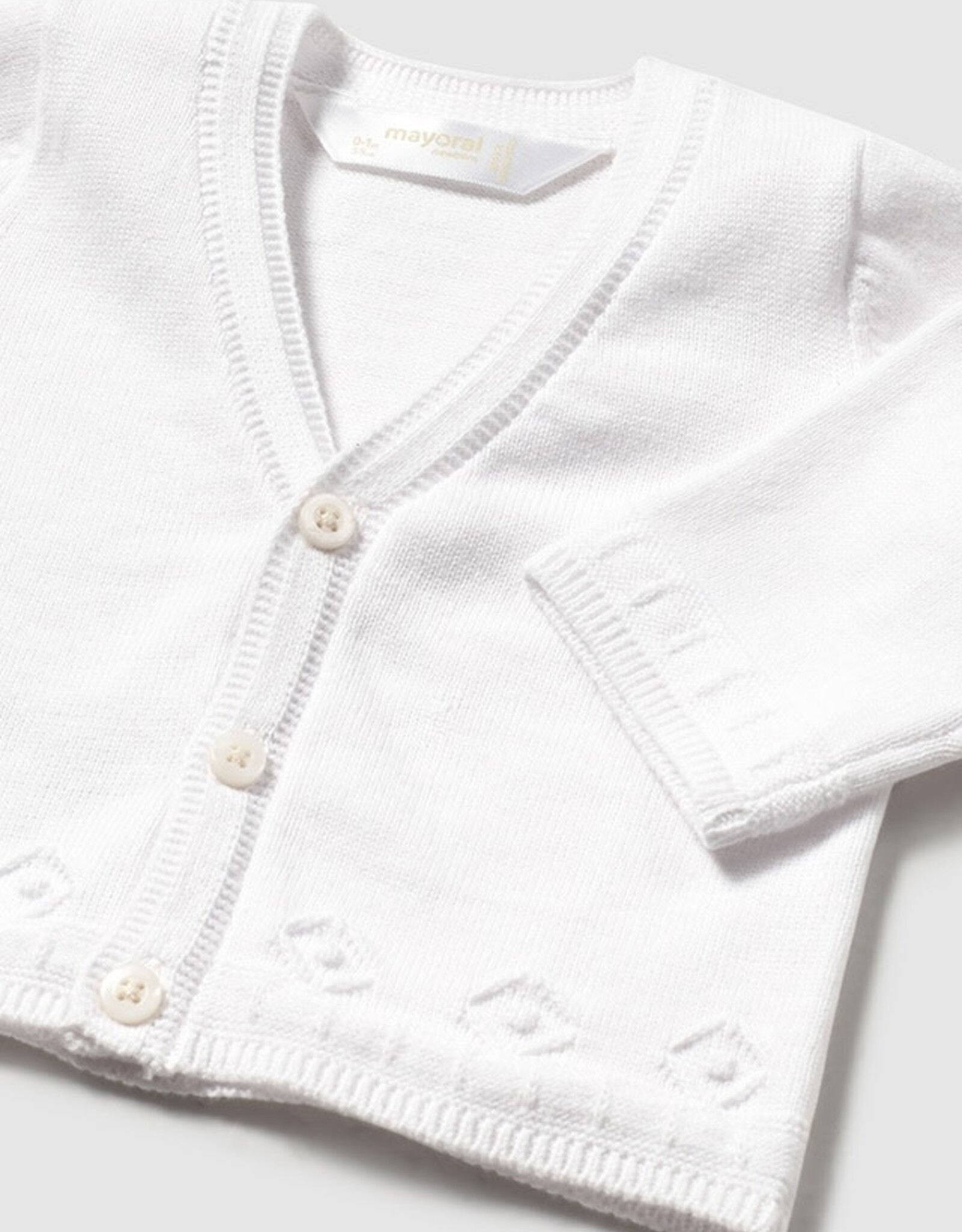 Mayoral White Knit Cardigan with Accented Waist