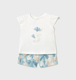 Mayoral Sky Floral Printed Shorts Set