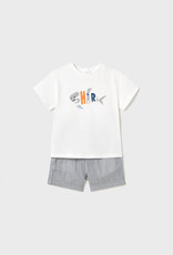 Mayoral Striped Shark Shirt and Short Set
