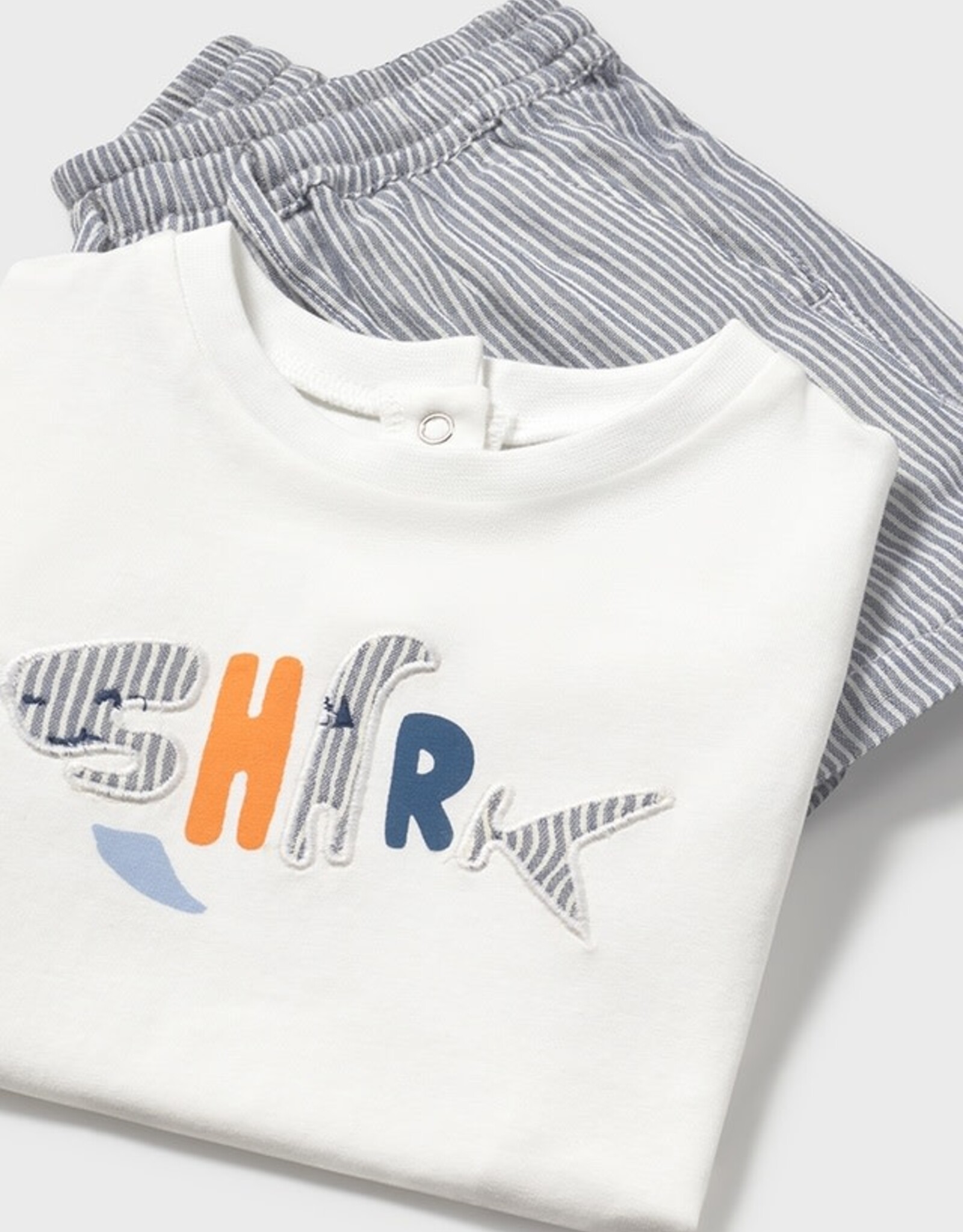 Mayoral Striped Shark Shirt and Short Set